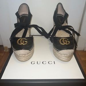 Gucci Leather Platform Espadrille Black Size 38 (US Size 8)
